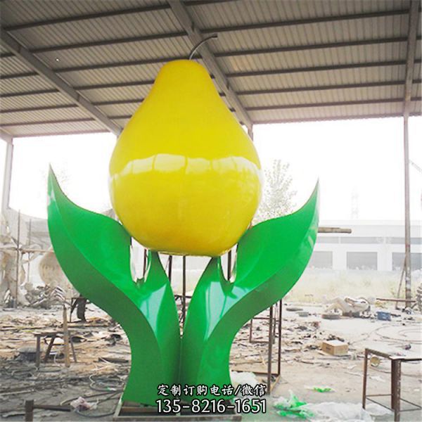 不銹鋼創(chuàng)意大型仿真水果梨雕塑