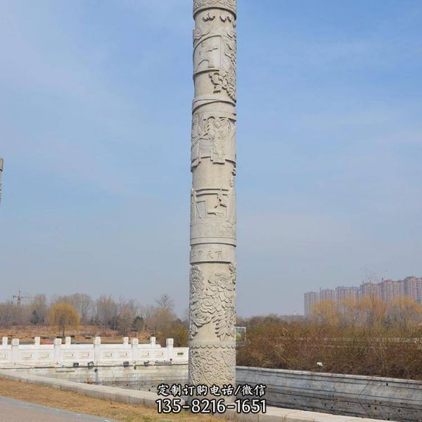廣場(chǎng)大型浮雕龍盤柱石雕戶外大型龍柱雕塑（4）