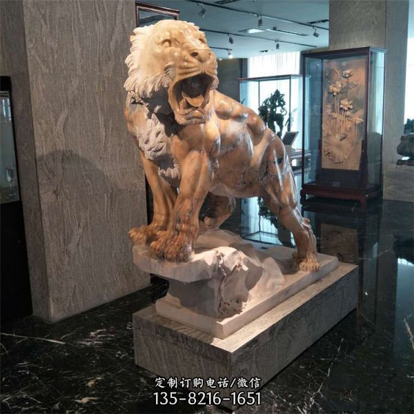 漢白玉石雕室內(nèi)老虎擺件（8）