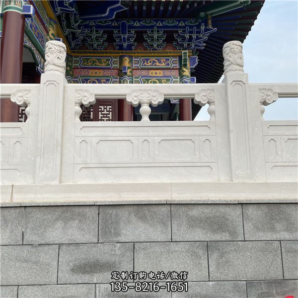 景區(qū)裝飾漢白玉石雕防護(hù)欄板 河道石欄桿