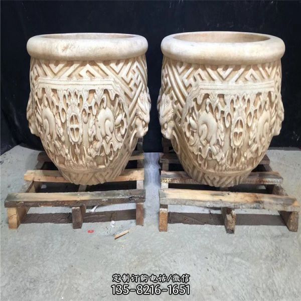 庭院大理石浮雕創(chuàng)意景觀花盆雕塑