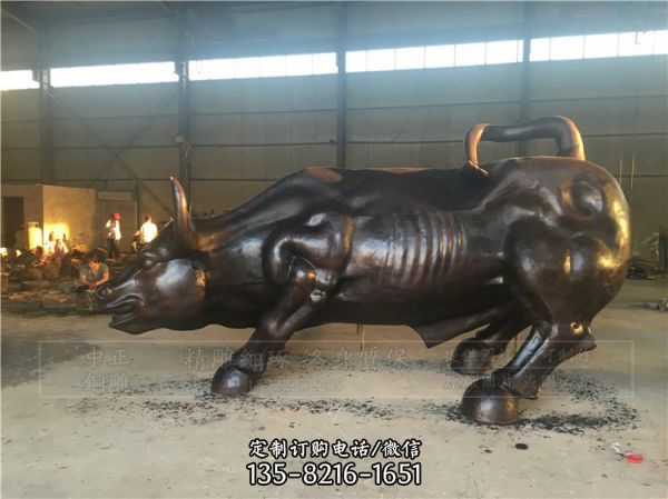 廣場(chǎng)大型銅雕戶外華爾街牛雕塑（1）