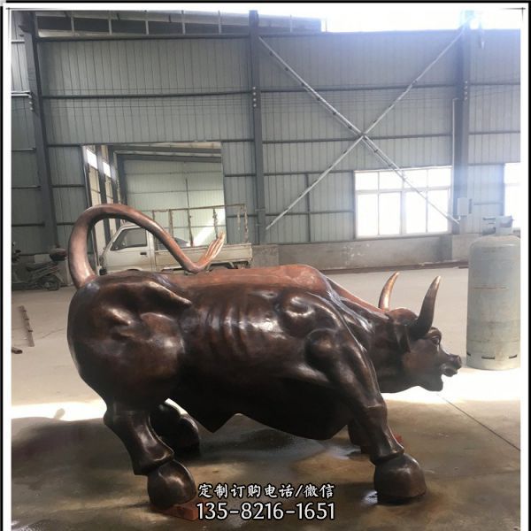 廣場(chǎng)大型銅雕戶外華爾街牛雕塑（3）