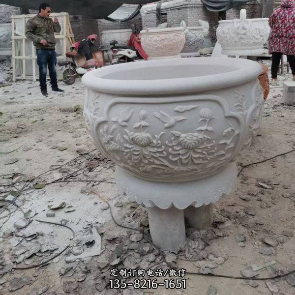 庭院石雕青石仿古花盆荷花石缸（1）