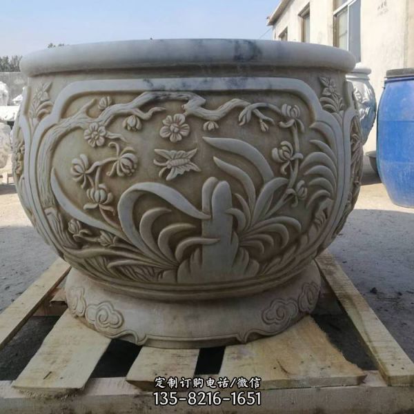 庭院石雕青石仿古花盆荷花石缸（2）