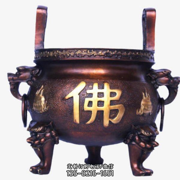 銅雕寺廟祈福上香香爐鼎雕塑