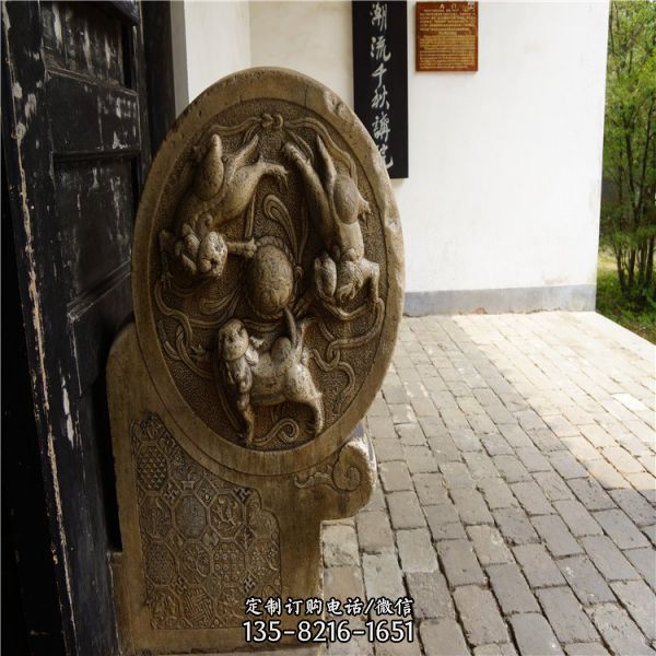 戶外園林寺廟花崗巖石抱鼓（2）
