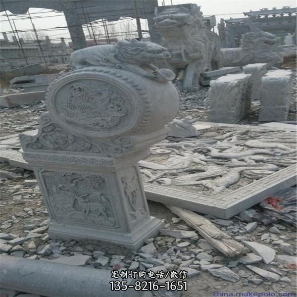 戶外園林寺廟花崗巖石抱鼓（4）