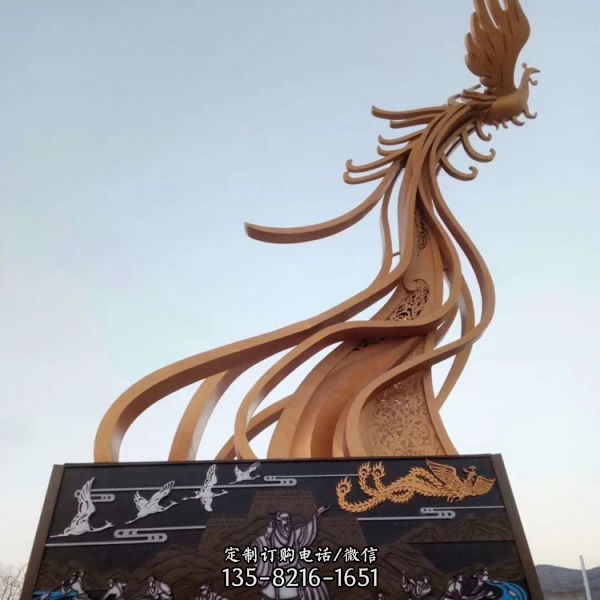 廣場大型不銹鋼鳳凰雕塑（2）
