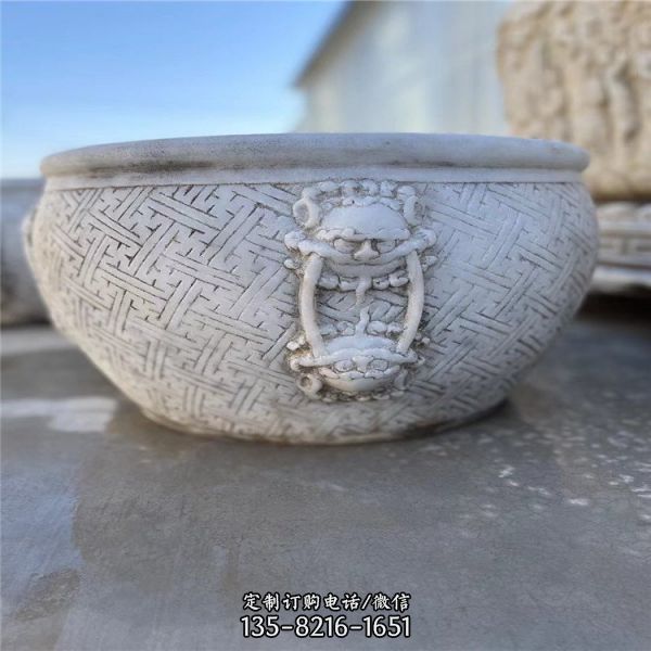 庭院裝飾仿古漢白玉獸頭水缸