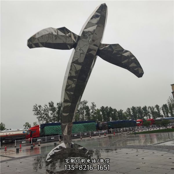 城市廣場大型創意標志性地標不銹鋼動物景觀雕塑擺件（5）