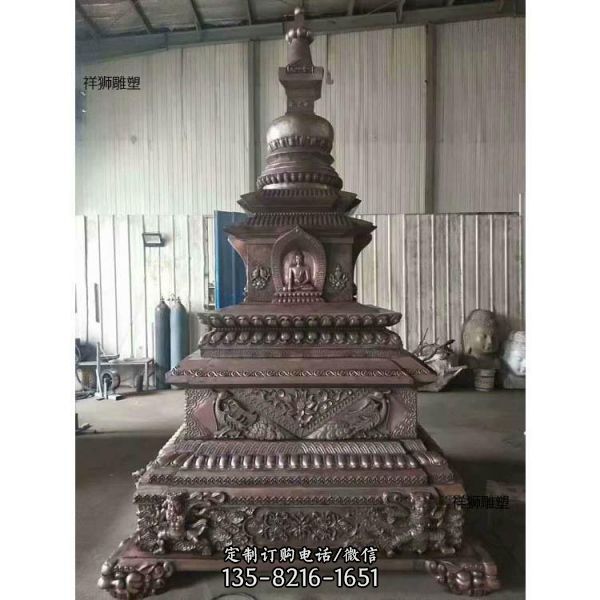 寺廟不銹鋼噴金烤漆舍利塔雕塑（1）