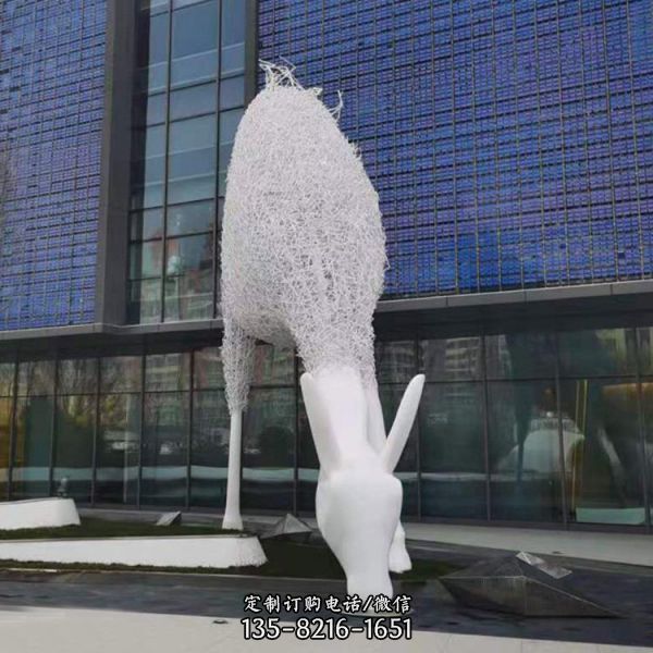 商場大型景觀玻璃鋼抽象鹿雕塑動物小品擺件（2）