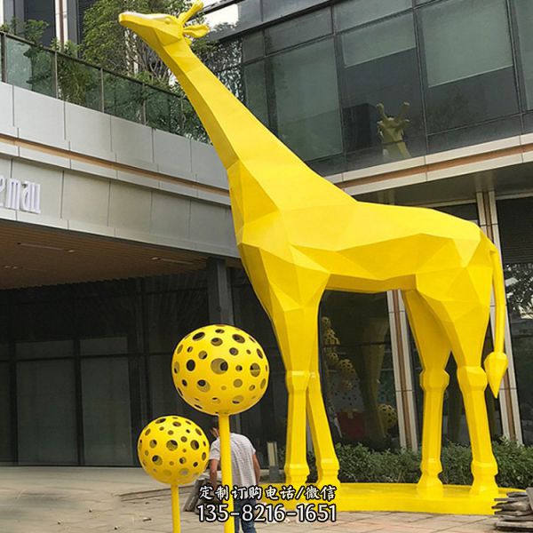 商場大型景觀玻璃鋼抽象鹿雕塑動物小品擺件（4）
