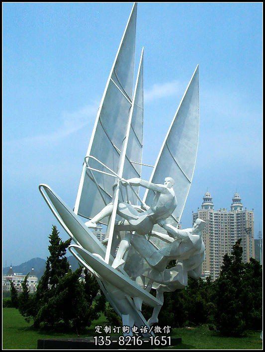 抽象不銹鋼帆船雕塑 楊帆校園廣場(chǎng)景觀雕塑（5）