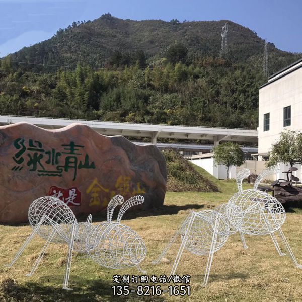 不銹鋼鐵藝螞蟻，鐵絲焊接成的鏤空螞蟻