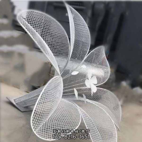 園林廣場不銹鋼透光蓮花造型雕塑藝術擺件（3）