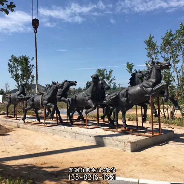 景區公園擺放鑄銅奔跑馬動物景觀雕塑（5）