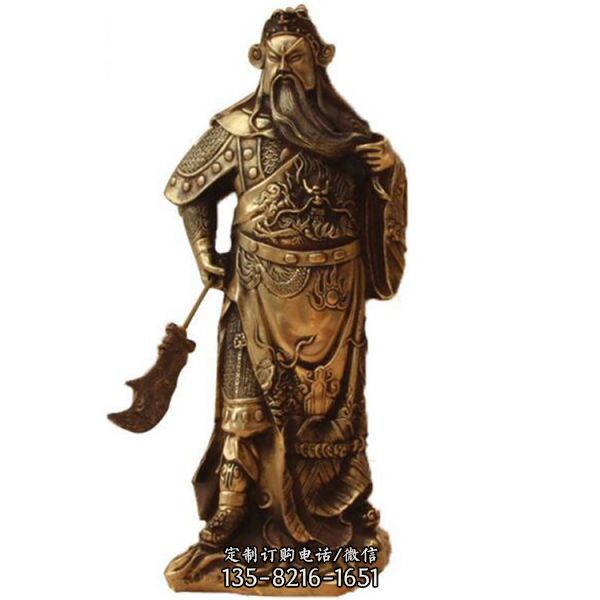 寺院擺放橫刀九龍銅關(guān)公像雕塑（3）