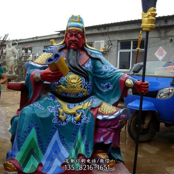 寺院擺放橫刀九龍銅關(guān)公像雕塑（4）