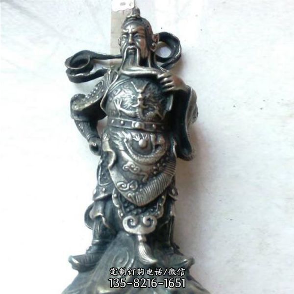 寺院擺放橫刀九龍銅關(guān)公像雕塑（5）