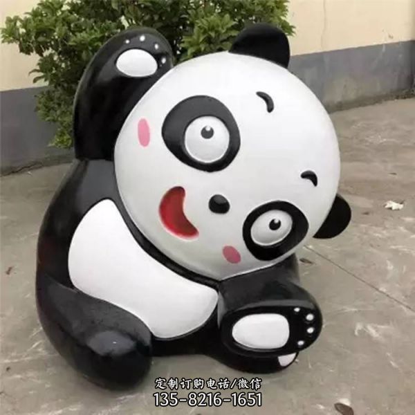 廣場(chǎng)擺放吉祥物玻璃鋼卡通熊貓人物造型（1）