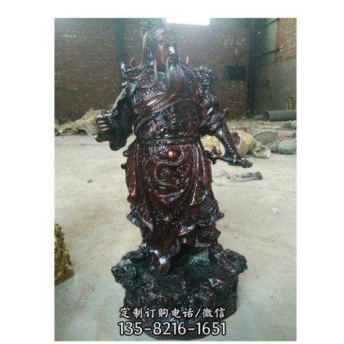 家用玻璃鋼仿銅關公關羽雕塑（1）