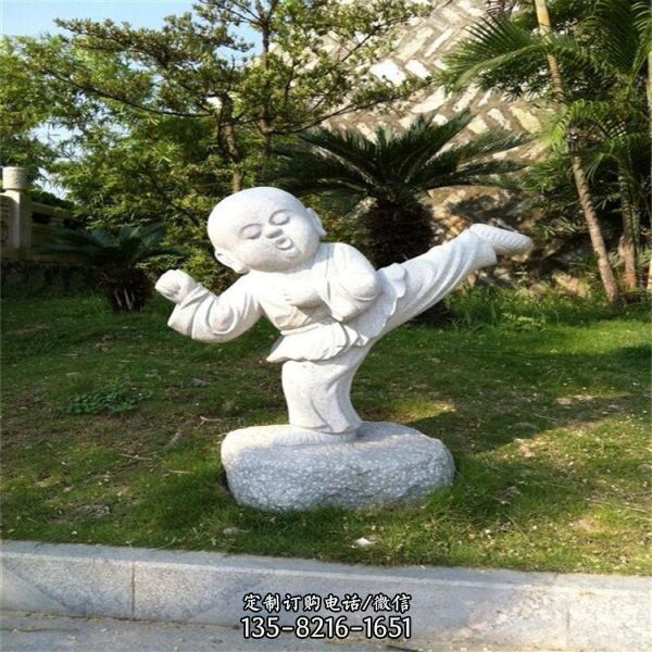 大理石石雕戶外景觀園林小沙彌雕塑擺件