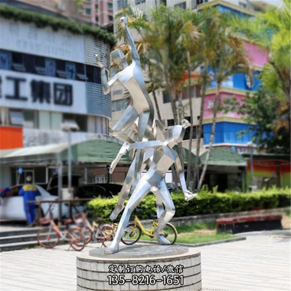 不銹鋼抽象運動人物雕塑 園林廣場景觀擺件（1）