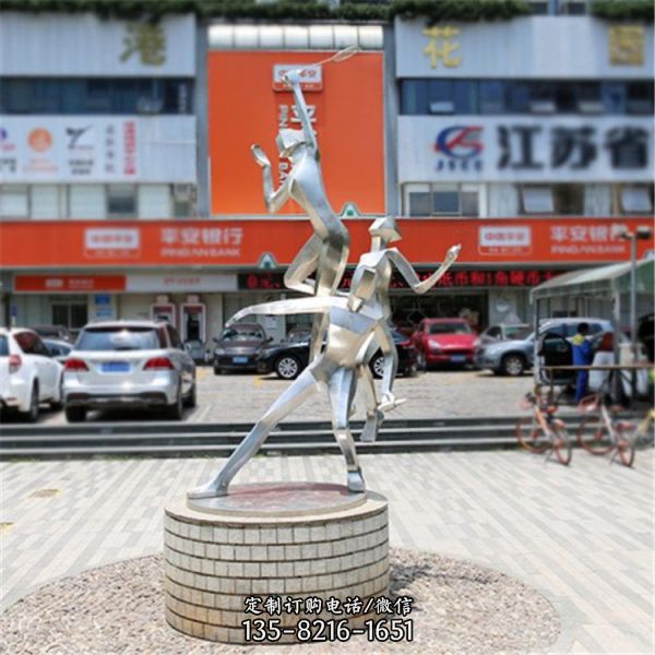 不銹鋼抽象運動人物雕塑 園林廣場景觀擺件（4）