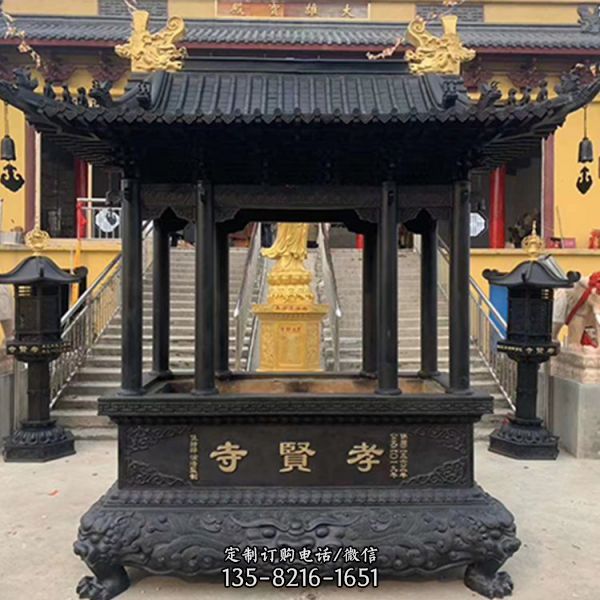 寺廟室外大型仿古銅香爐雕塑（1）