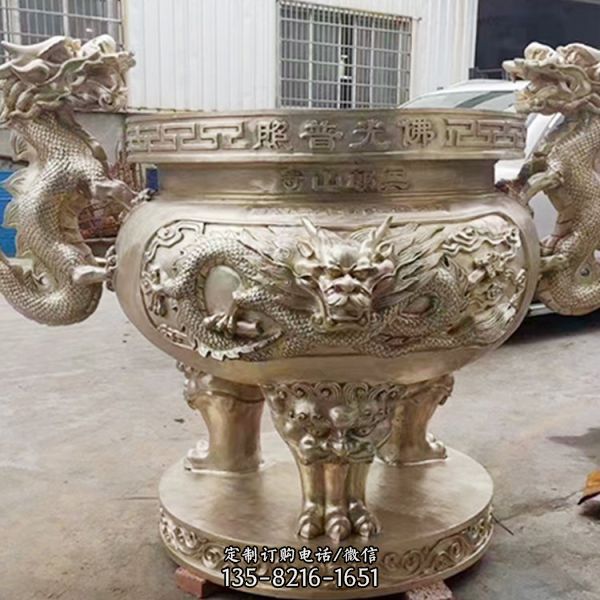 寺廟室外大型仿古銅香爐雕塑（2）