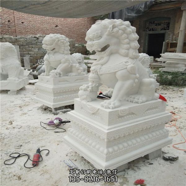 大理石漢白玉石雕庭院大型石獅子雕塑