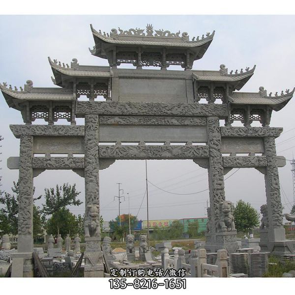 鄉(xiāng)村城鎮(zhèn)石雕戶外大型牌坊雕塑（1）