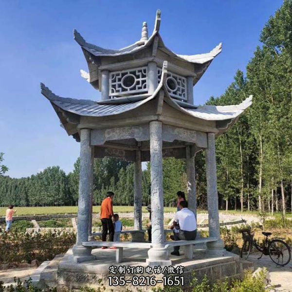 戶外公園中式多層六角涼亭雕塑（1）