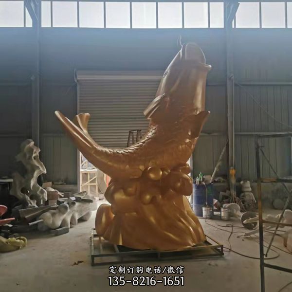 不銹鋼鯉魚跳龍門雕塑創意金屬景觀擺件（3）