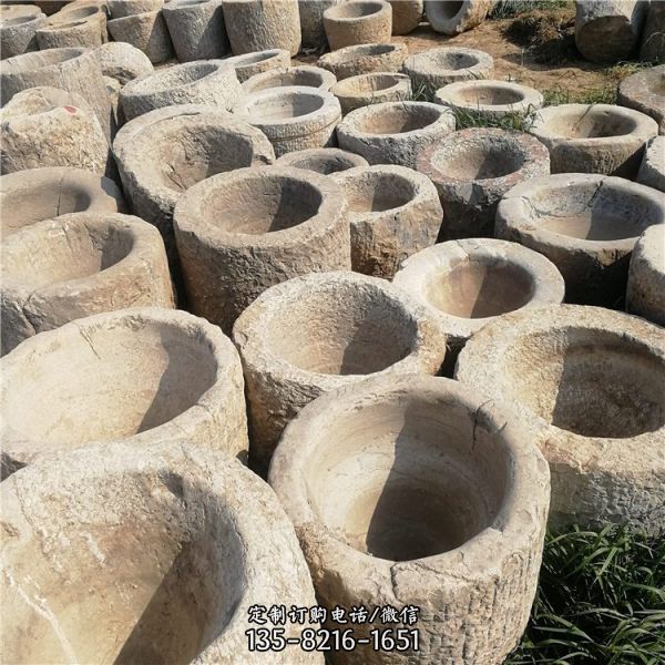 民間老石器 庭院砂石石雕老石槽雕塑（2）