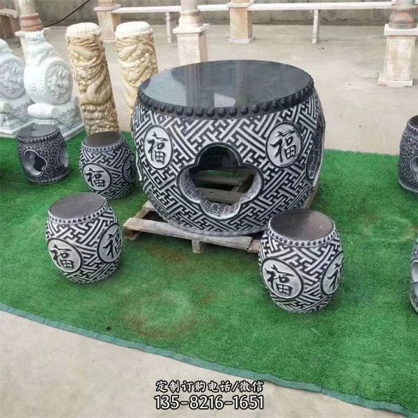 大理石仿古庭院小區(qū)石桌石凳雕塑（1）