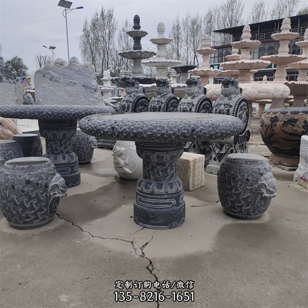 大理石仿古庭院小區(qū)石桌石凳雕塑（5）