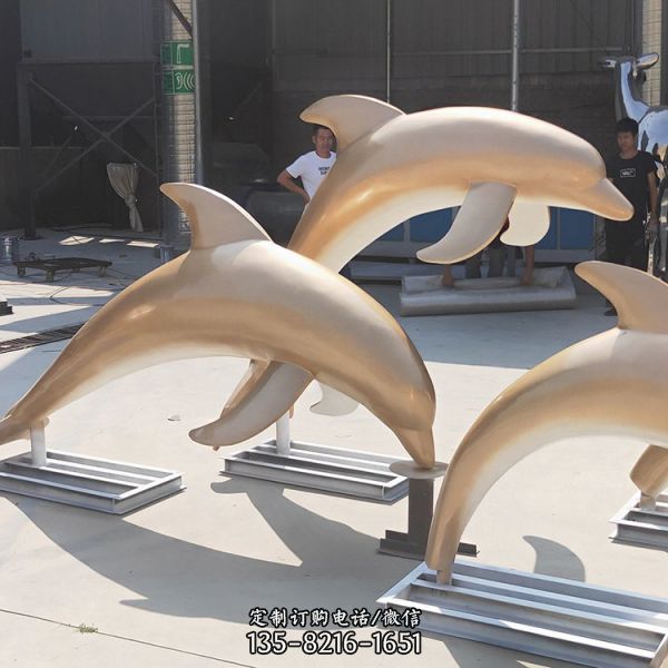 大型不銹鋼海豚魚群動物景觀擺件 商場美陳（1）