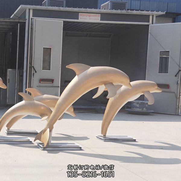 大型不銹鋼海豚魚群動物景觀擺件 商場美陳（3）