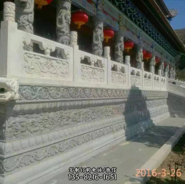 寺廟建筑花崗巖芝麻灰園林玉帶橋防護(hù)石欄桿（2）