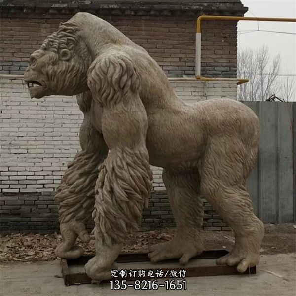 動物園不銹鋼戶外大型仿真動物大猩猩雕塑（3）