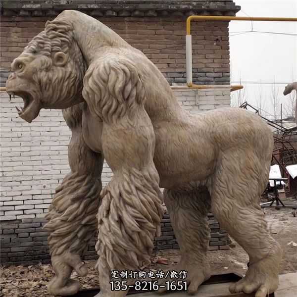 動物園不銹鋼戶外大型仿真動物大猩猩雕塑（2）