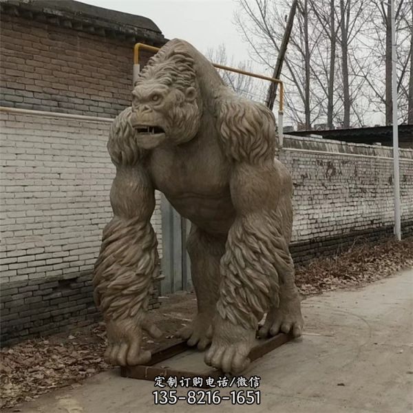 動物園不銹鋼戶外大型仿真動物大猩猩雕塑（5）