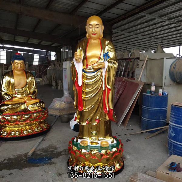 玻璃鋼寺廟彩繪佛像大型地藏王雕塑（4）