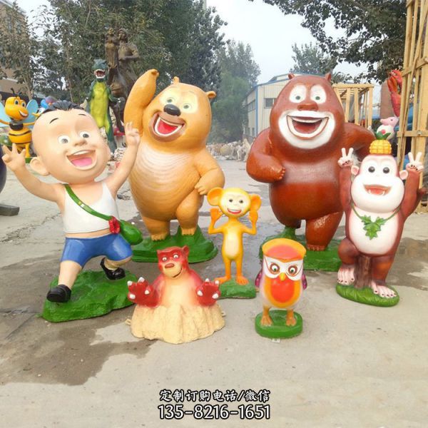 幼兒園電影院玻璃鋼卡通熊出沒雕塑（4）