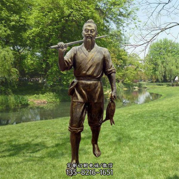 玻璃鋼仿銅戶外園林人物景觀雕塑（4）