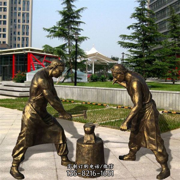 玻璃鋼仿銅戶外園林人物景觀雕塑（1）