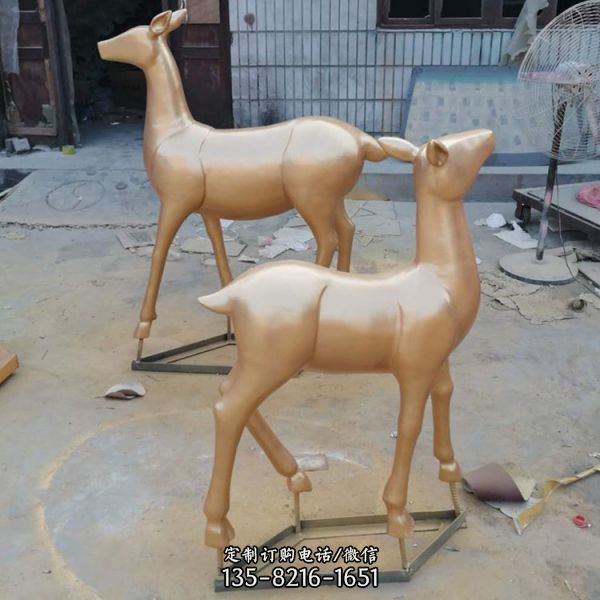 玻璃鋼仿銅梅花鹿卡通公仔樹(shù)脂擺件（2）